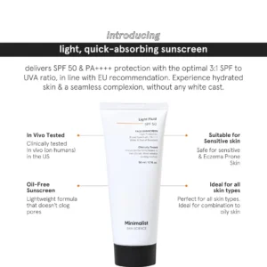 Minimalist Light Fluid Sunscreen SPF50 Features
